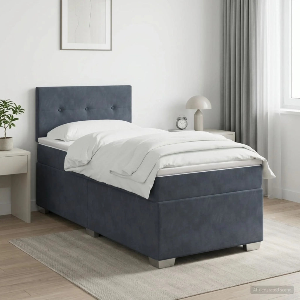 Letto box spring con materasso Grigio Scuro 80 x 200 cm Velluto 3450603