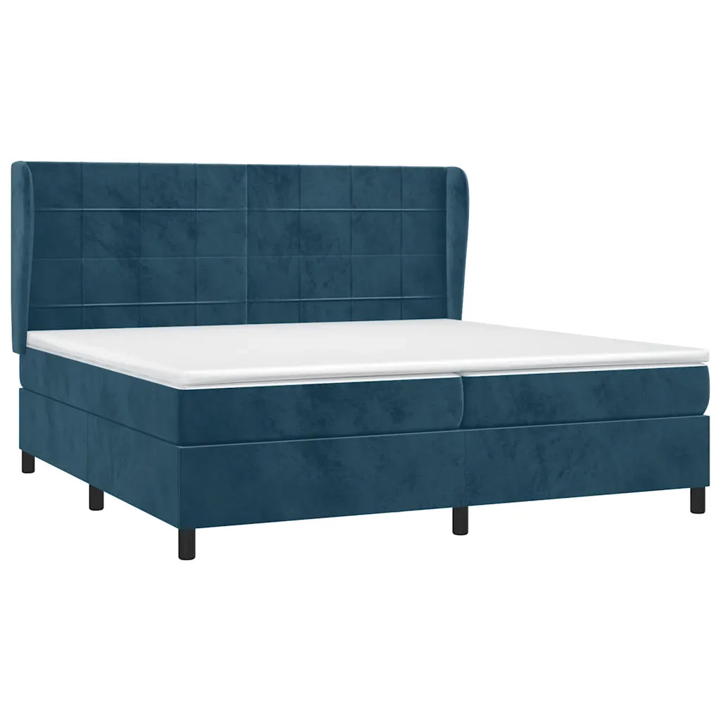 Giroletto a Molle con Materasso Blu Scuro 200x200 cm in Velluto 3129235