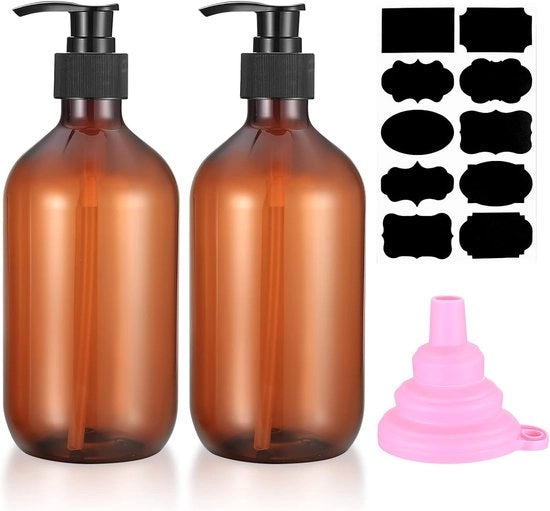 Set di gel per doccia e shampoo in plastica - 500 ml - 2 pezzi - Marrone