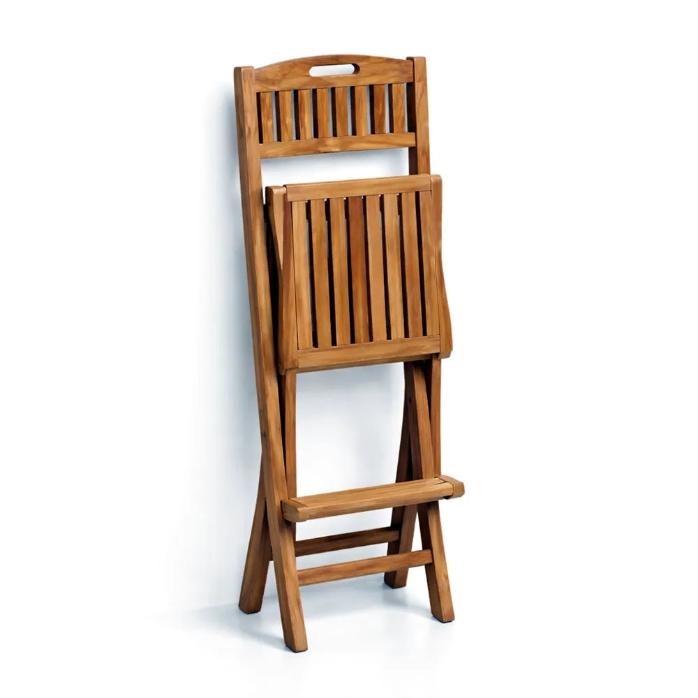 Set di 2 Sgabelli pieghevoli da esterno in Legno Teak