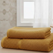 Sanonefa, set di Asciugamani 100% Cotone set da 2, Giallo Senape
