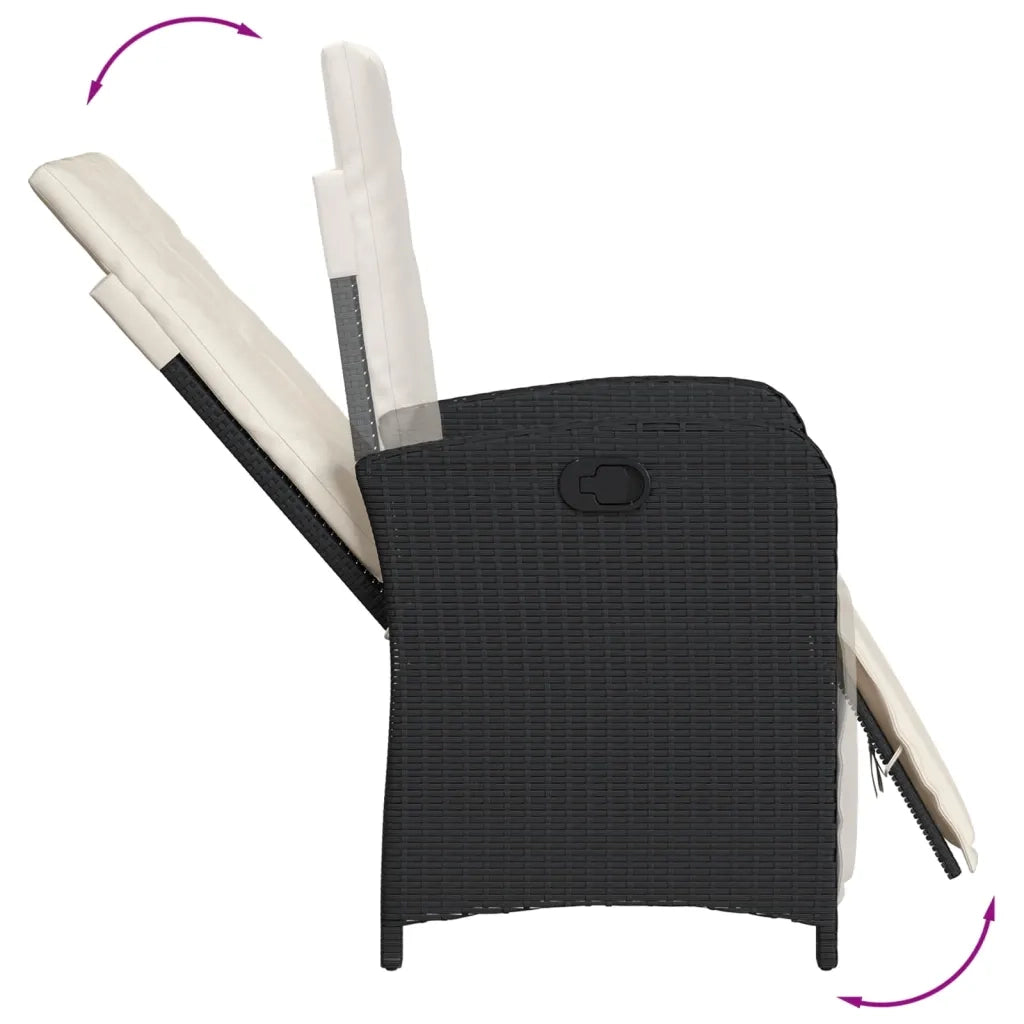 Set da Pranzo da Giardino 5 pz Nero con Cuscini in Polyrattan 3212516