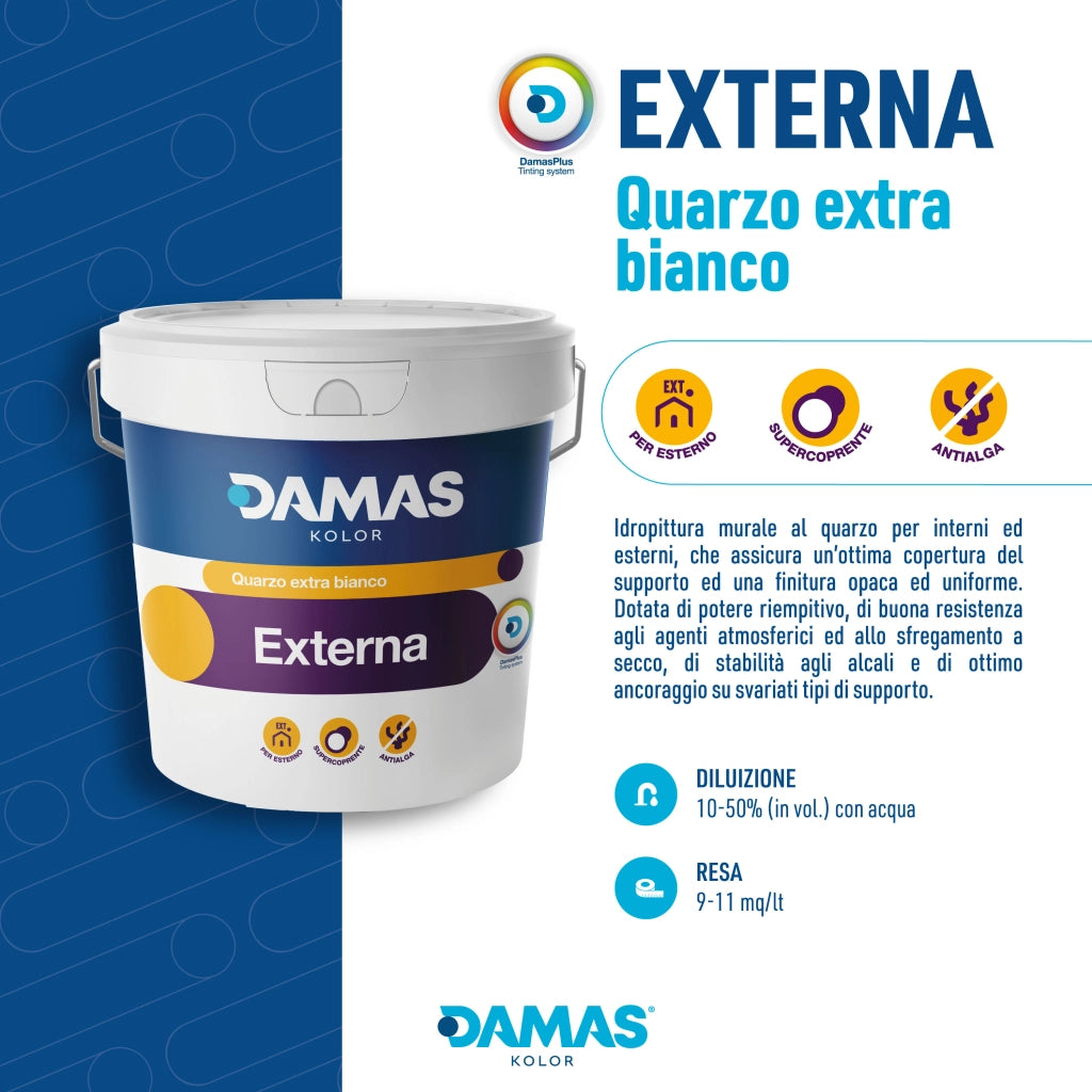 Damas idropittura al quarzo bianca per esterni externa *** formato 2.5 lt, confezione 1