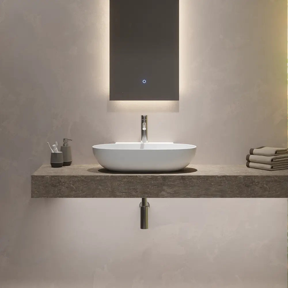 Lavabo da appoggio ovale 56x40x12,5 cm Bianco