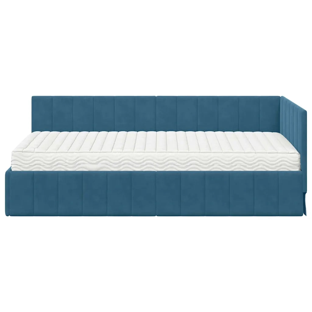 Struttura Letto Angolare con Materasso 2 pcs Blu Velluto 3393847