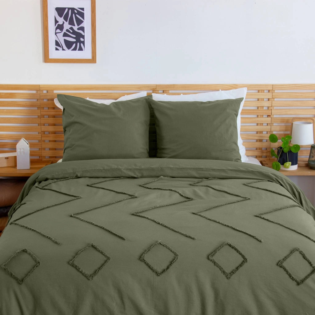 Set biancheria da letto in cotone verde, 2 posti