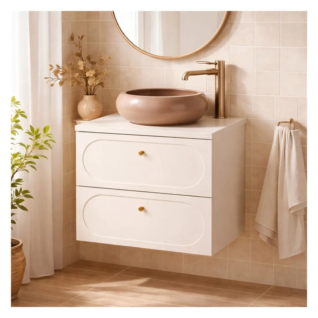 Set da bagno TORNADO beige: mobile sottolavabo 60cm + piano per lavabo
