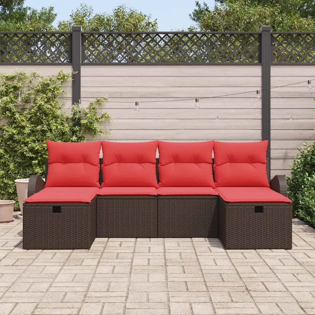 Set di divani con cuscino 6 pcs Marrone e Rosso polyrattan 3359123
