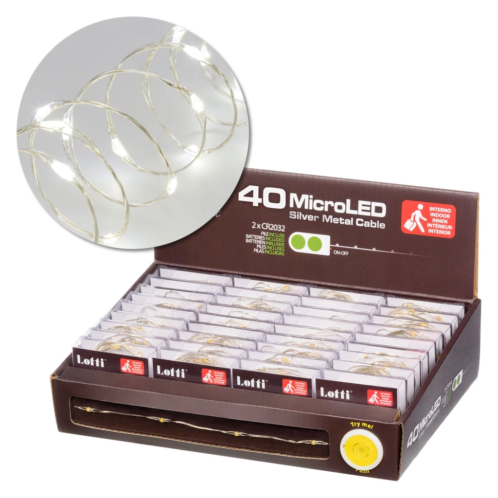 Catena microLED 4m bianco fissa CR2032 freddo