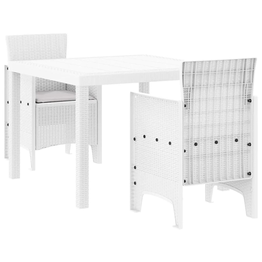 Set da Pranzo per Giardino 3 pcs Bianco Polipropilene