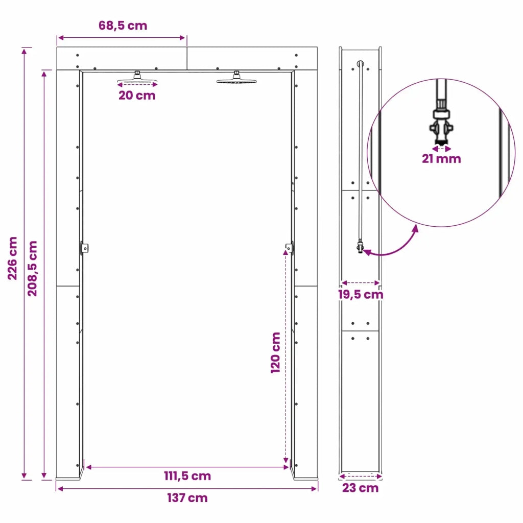 Doccia da esterno 226 cm Bianco 903115