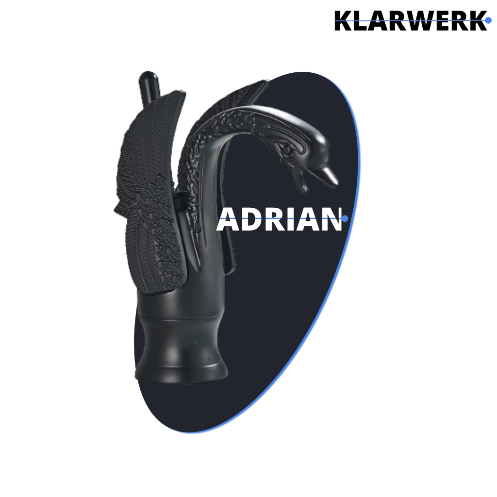 ADRIAN | Rubinetteria da bagno di design in acciaio inox con effetto cigno per lavabo lussuoso nero opaco ristorazione | miscelatore bagno 2 attacchi