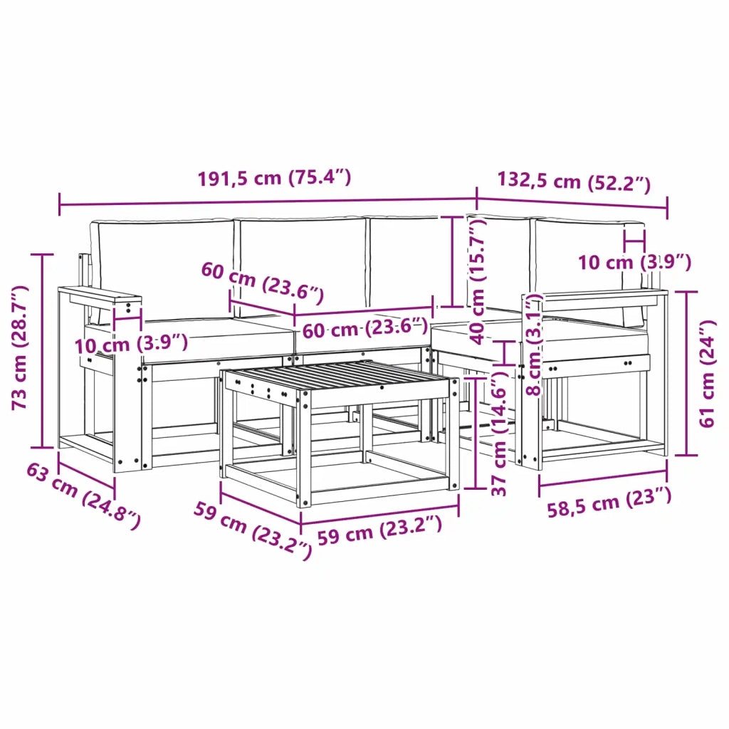 Set di divani da esterno con cuscino 5 pcs Bianco e Antracite 3387601