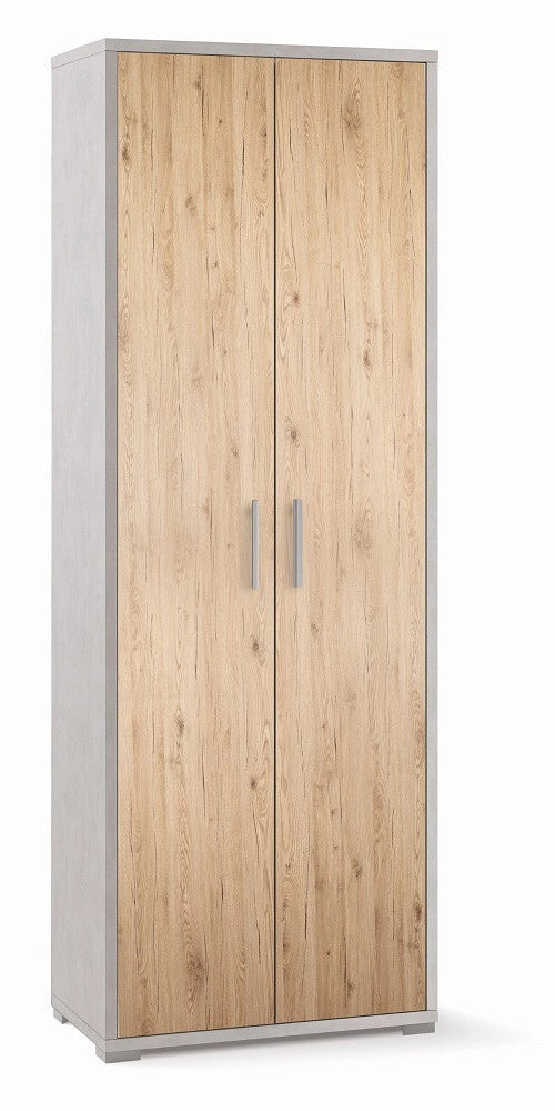 Armadio 2 Ante 2 Ripiani H199 L71 P41 Cm struttura Bianco Ossido frontali Rovere Db374k Sarmog