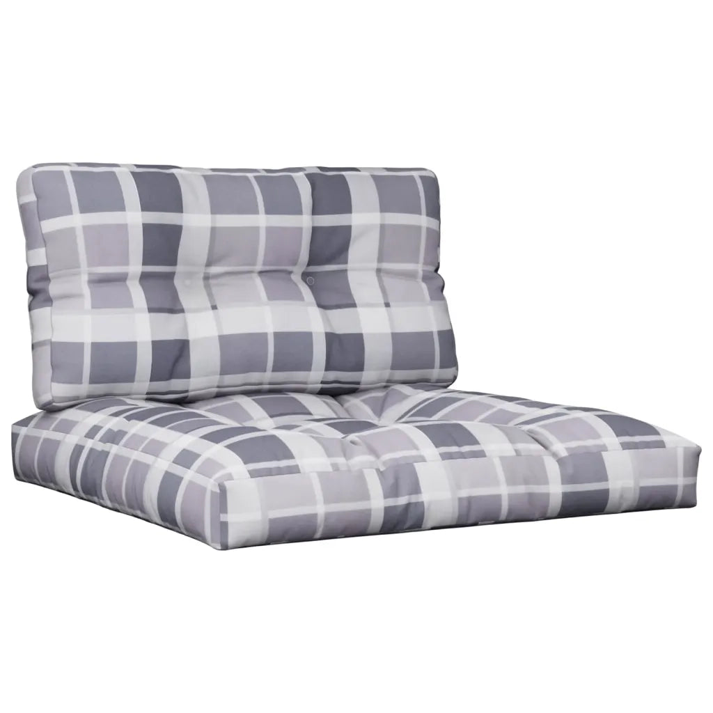 Cuscini per Pallet 2 pz Grigi a Quadri in Tessuto 360725