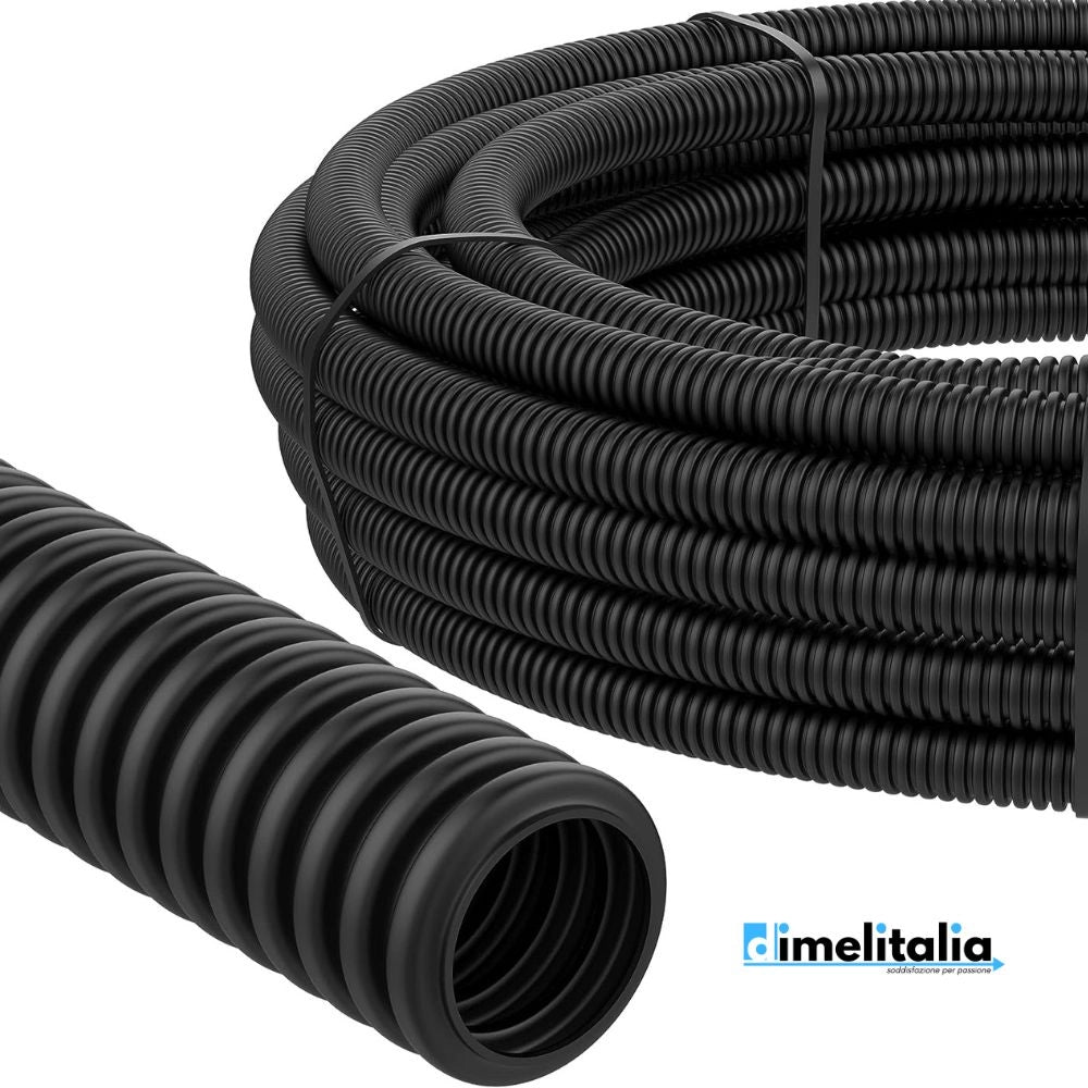 Tubo corrugato guaina cavi elettrici pieghevole pvc autoestinguente nero *** diametro 16 millimetri, lunghezza metri ...