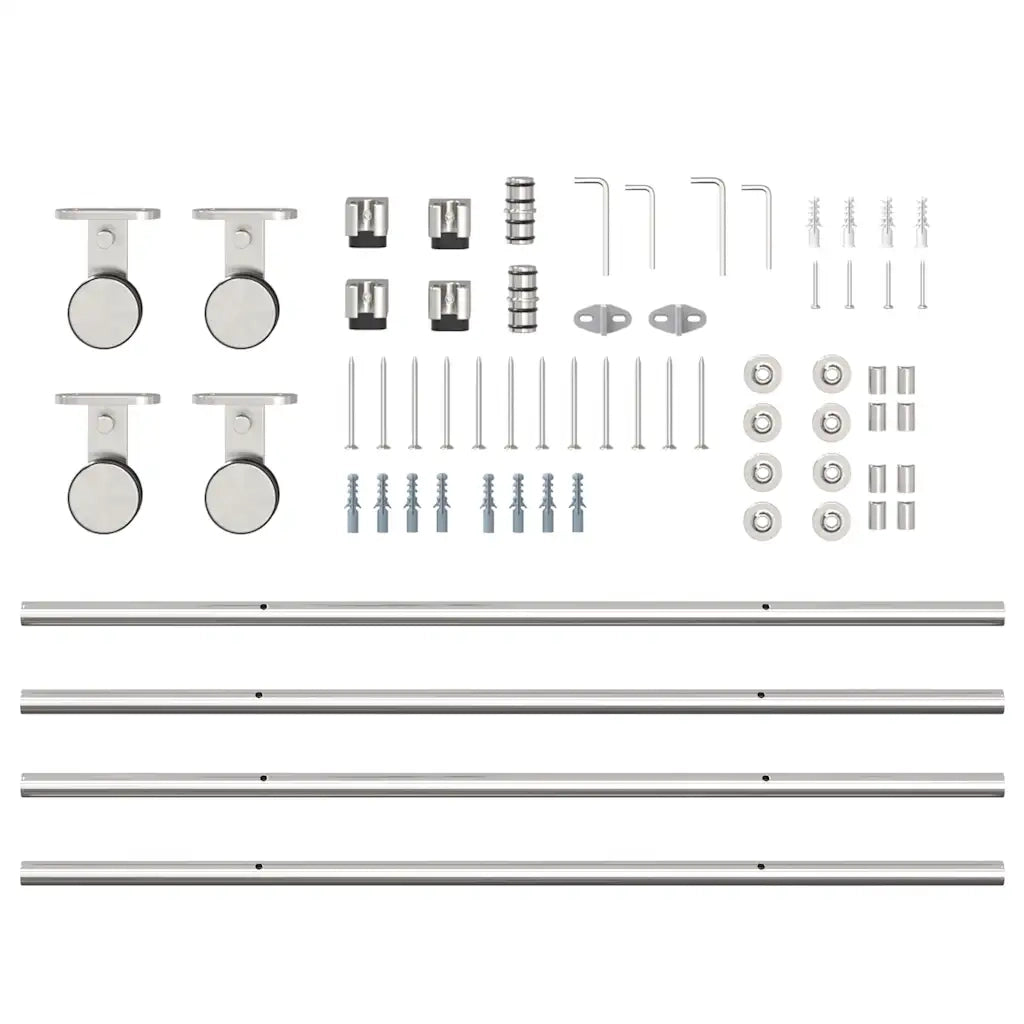 Kit Binari Porta Scorrevole 200 cm Acciaio Inossidabile Argento 3295764