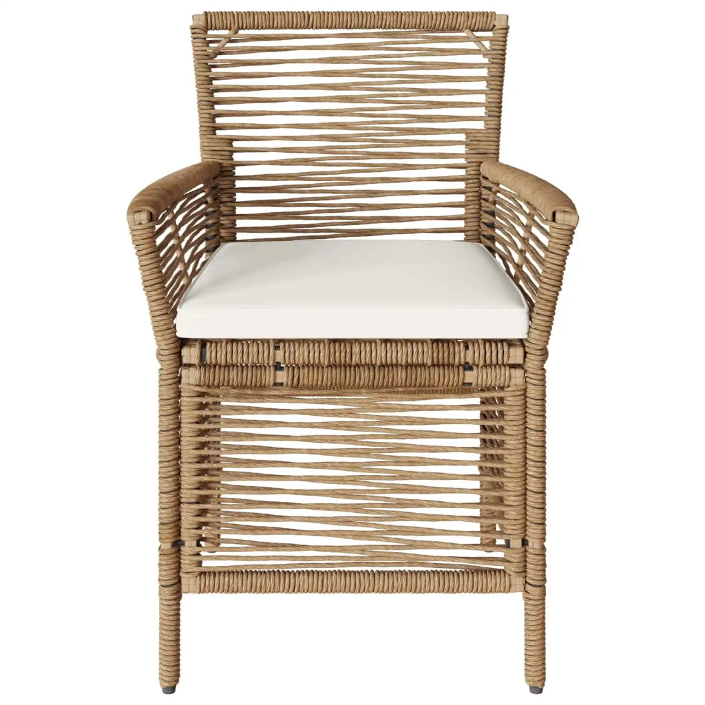 Sedia da giardino con cuscino 4 pz | Sedie da Esterno Beige e Crema polyrattan