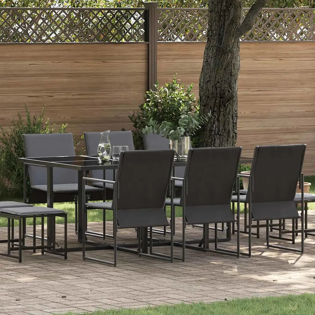 Set da Pranzo per Giardino 11 pcs Nero Acciaio 3335864