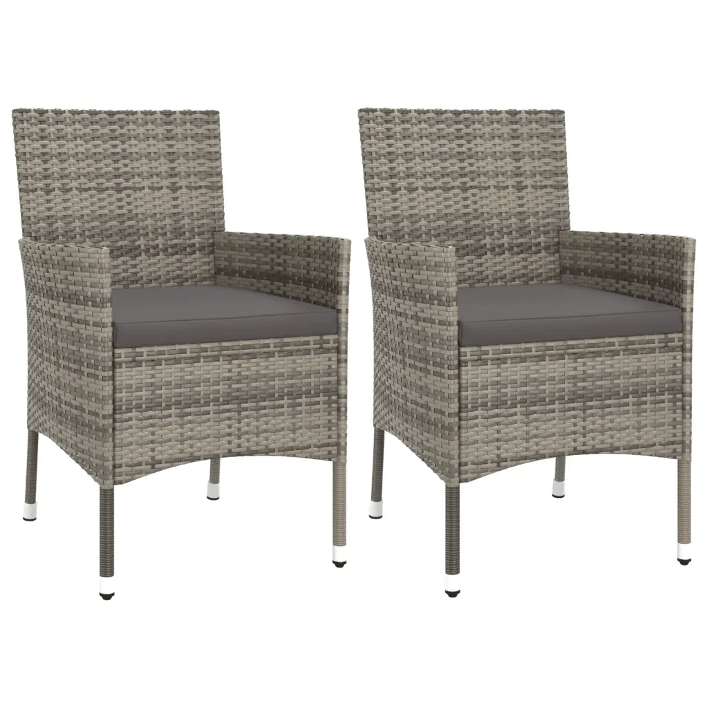 Set Bistrò da Giardino 3 pz con Cuscini in Polyrattan Grigio 3187418