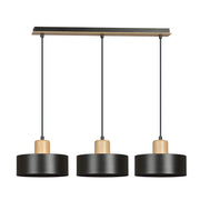 Lampadario Emibig TORIN 3 3xE27 nero/legno dimmerabile