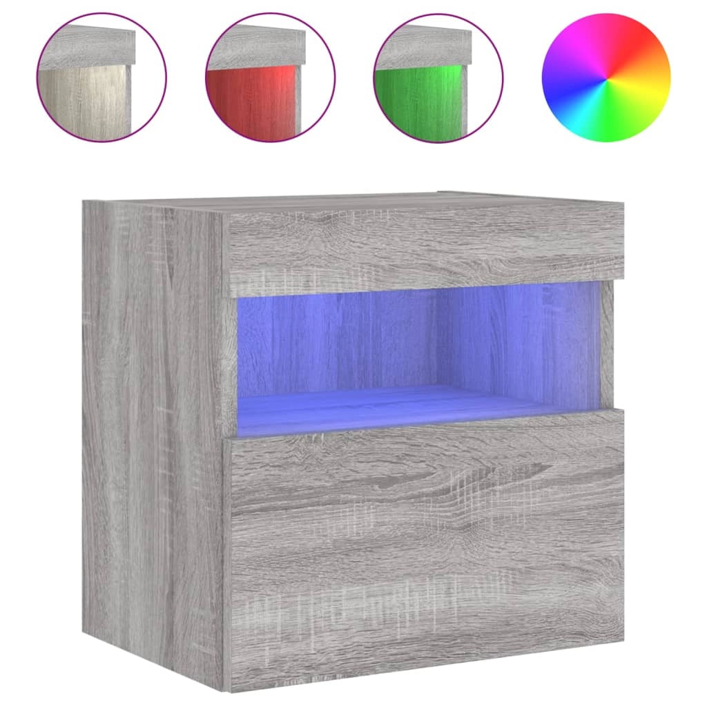 Mobile TV multimediale mensola TV credenza mobile TV parete attrezzata per sala da pranzo soggiorno camera da letto con luci LED Sonoma 40 x 30 x 40 cm grigio 02_0028046