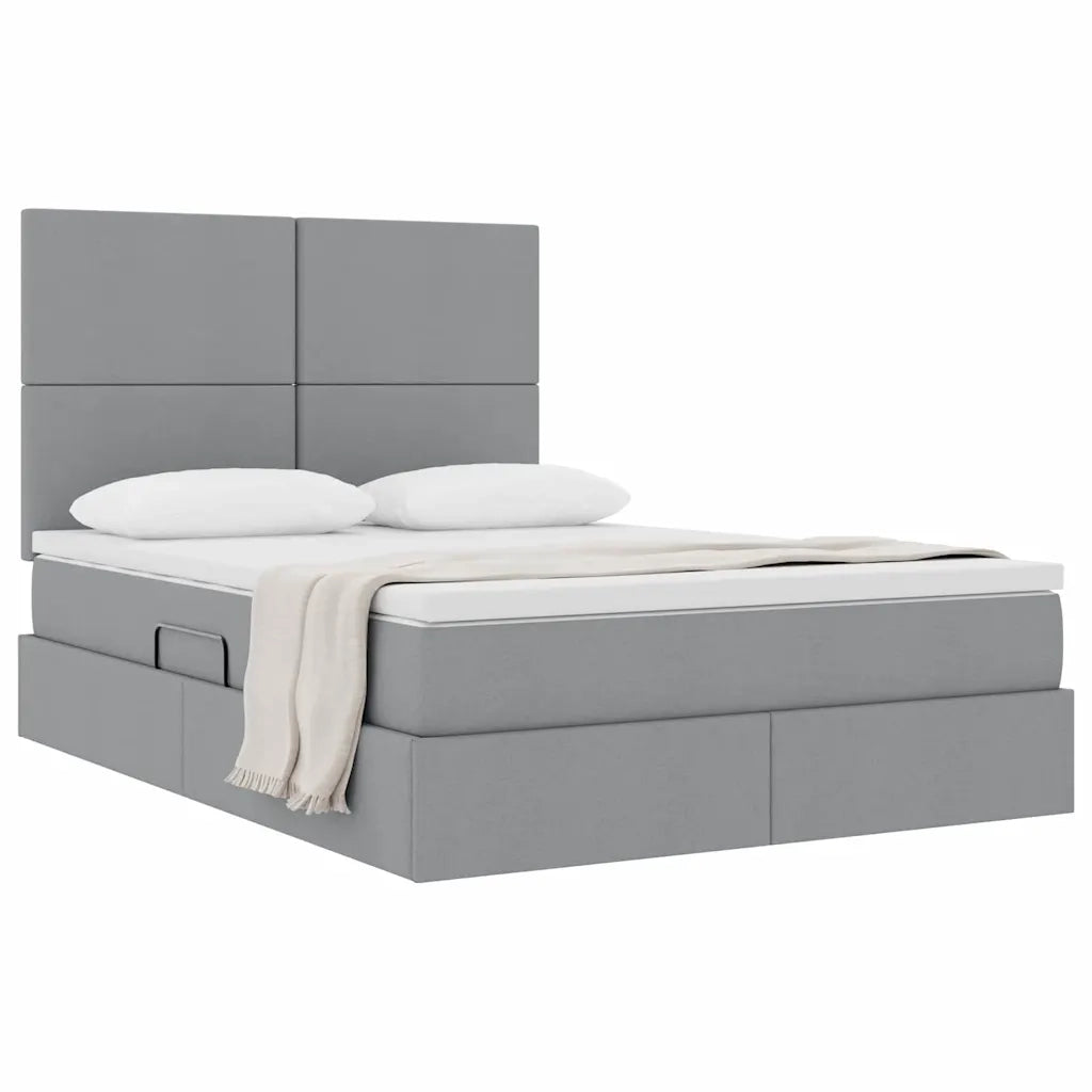 Letto con contenitore e materasso Grigio chiaro 140 x 190 cm