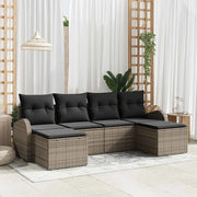 Set Divano da Giardino 6 pcs Grigio Rattan in Polipropilene