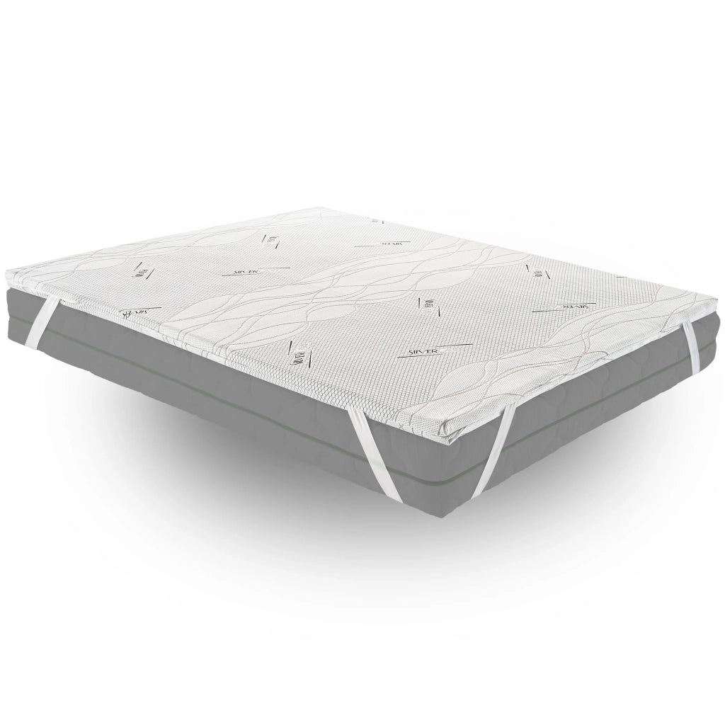Topper Piazza e Mezza 140x200 in memory foam 5 cm con rivestimento Silver Fresh completamente sfoderabile