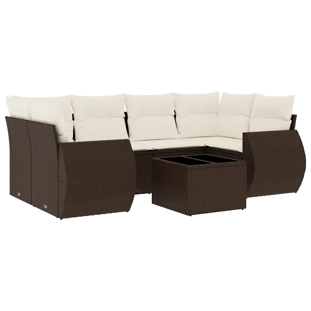 Set Divani da Giardino 7 pz con Cuscini Marrone in Polyrattan 3253460