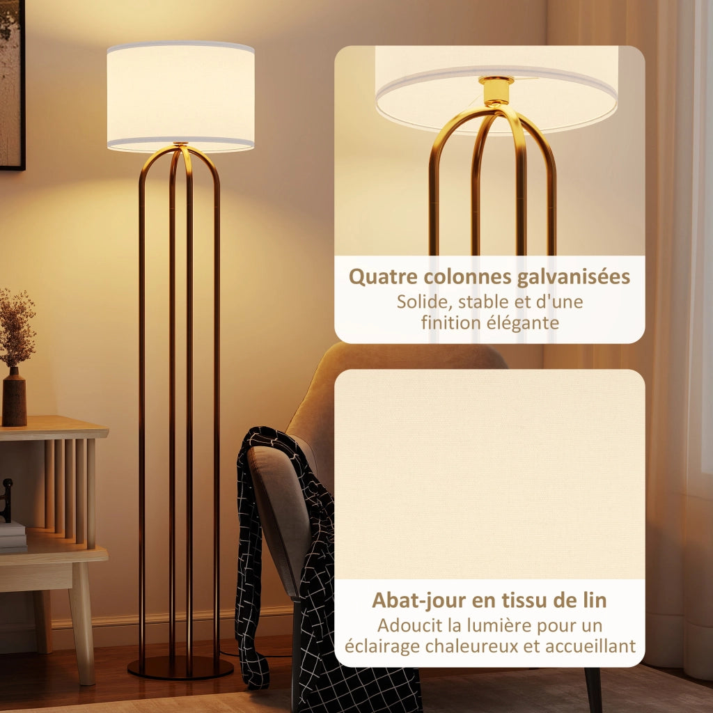 Lampada da terra ¨C Minimal ¨C dorato e beige ?38x161cm