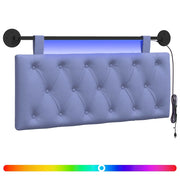 Testiera | Testata sospesa Con luce LED Blu jeans Tessuto