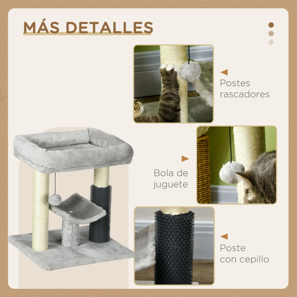Albero per Gatti con Cuscino e Poste Graffiatoio ¨C zephmum ¨C Grigio 40x40x48 cm