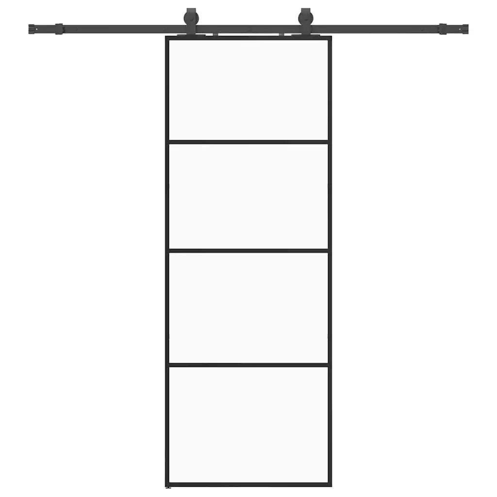 Porta Scorrevole con Ferramenta Nera 76x205 cm in Vetro ESG 3375856