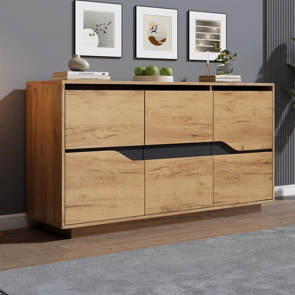 Credenza con 3 Ante e Ripiani ¨C MINIMAL ¨C Legno e Nero, 140x40x70 cm
