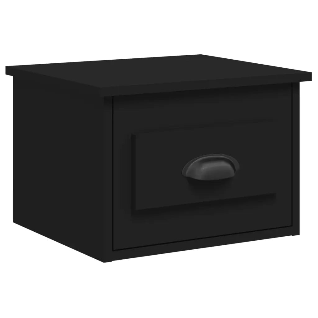 Comodino a Parete-Tavolino da notte sospeso Nero 41,5x36x28 cm