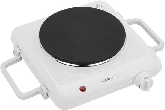 Piastra di cottura 1 fuochi con termostato senza trappola e smalto termoresistente - Ideale per campeggio, cucina o ufficio