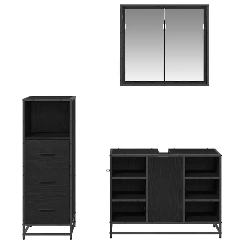 Set di mobili per il Bagno | Armadio da bagno con cassetto 3 pz Legno vecchio