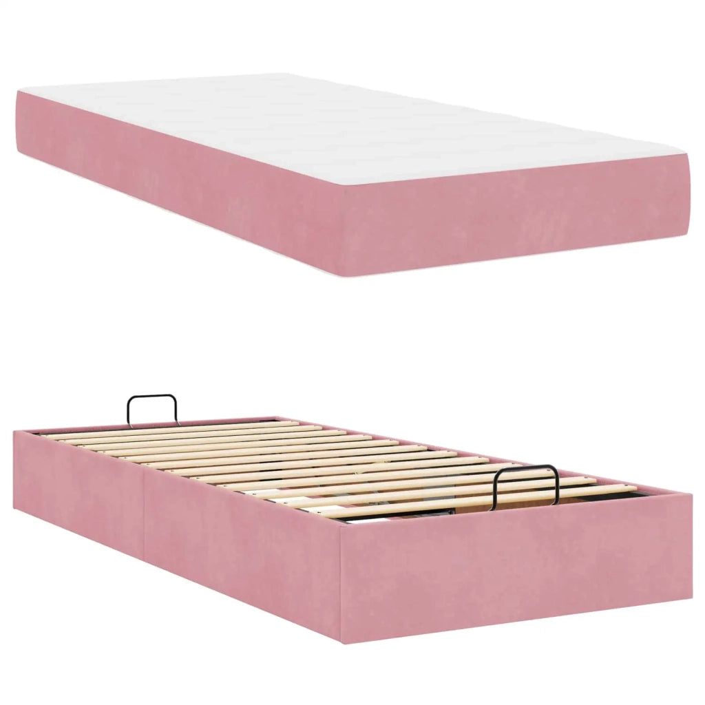 Letto singolo | Letto per adulti | Struttura letto con materasso 2 pcs Rosa Velluto