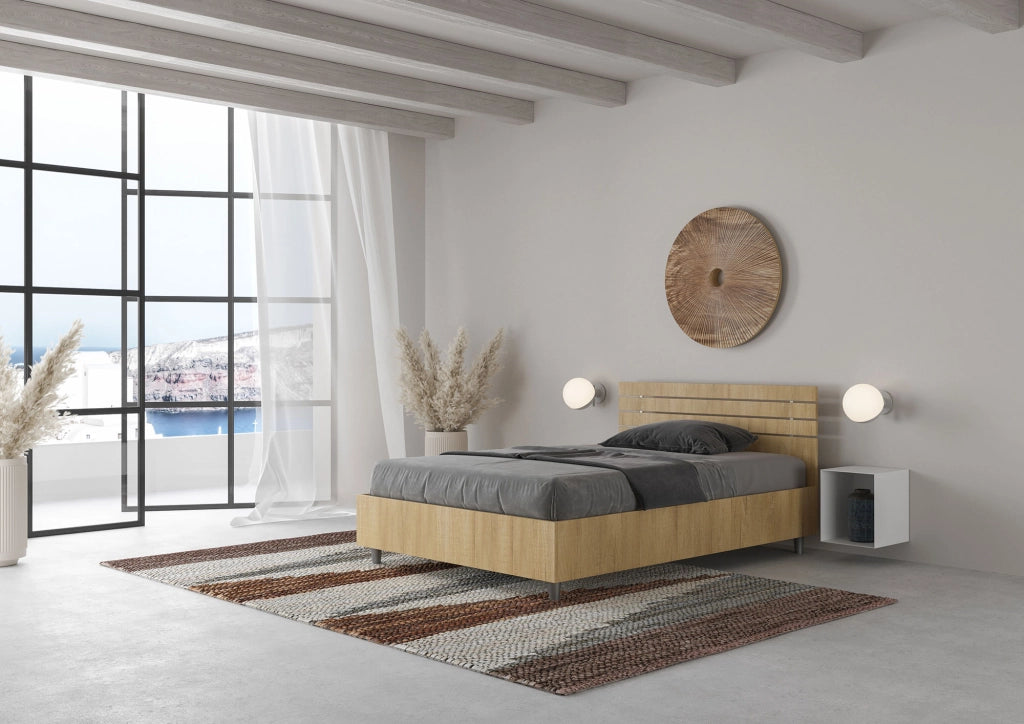 BS COM Letto una piazza e mezza con rete 120x200 testata dritta con doghe quercia