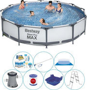 Piscina Ronda in Acciaio 366x76 cm - 8 pezzi - Inclusa con Accessori