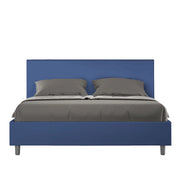 BS COM Letto matrimoniale con rete imbottito 160x190 similpelle blu