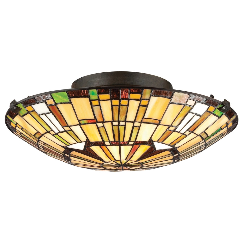 Plafoniera Tiffany multicolore Quoizel Reed 2xE27 60W