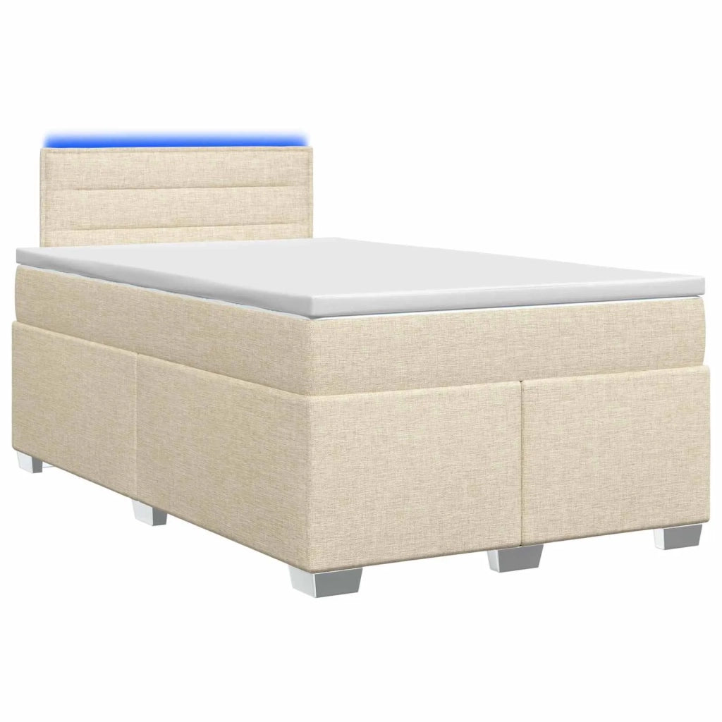 Letto con Box Spring, Materasso e LED Crema 120 x 190 cm 3451894