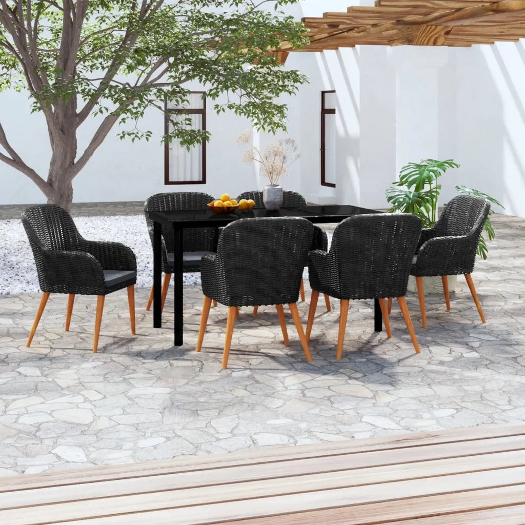 Set da Pranzo da Giardino 7 pz con Cuscini Nero 3099508