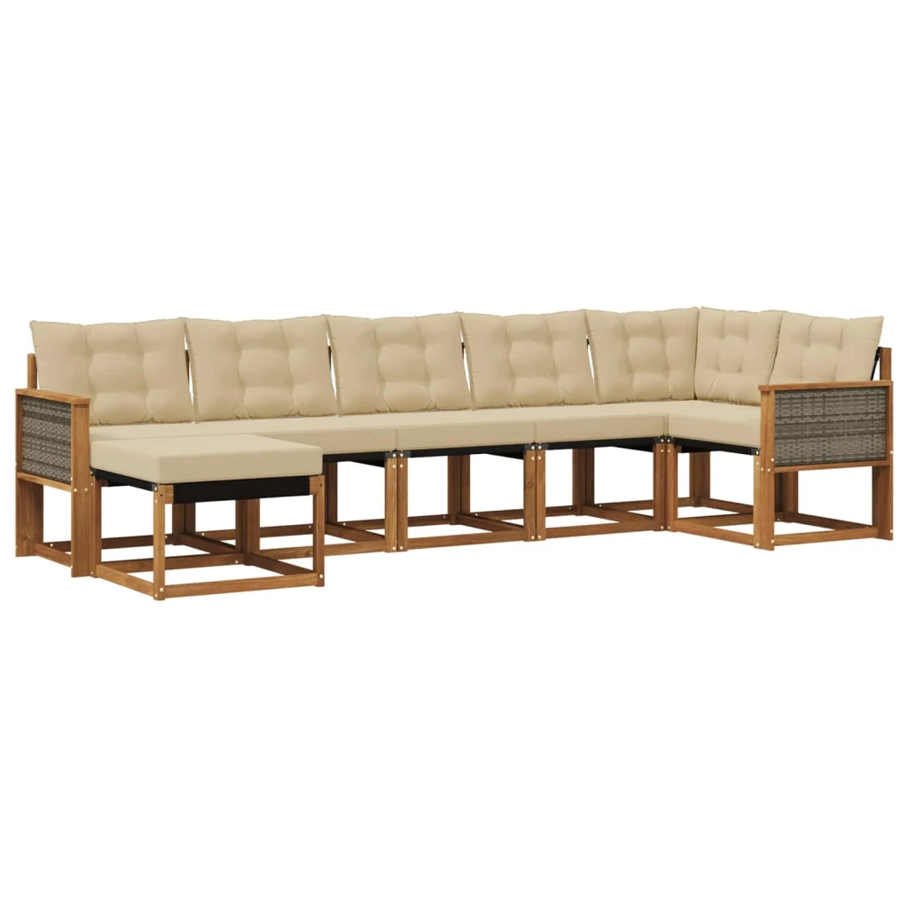 Set di divani da esterno con cuscino 7 pcs Naturale e Beige 3382093