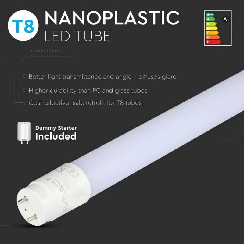 Tubo LED T8 18W G13 120cm 3000K 1850LM in Nanoplastica Incluso Starter Alimentazione da Un Lato SKU-216263