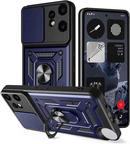 Custodia shockresistente per smartphone con supporto da 360° rotativo - Blu