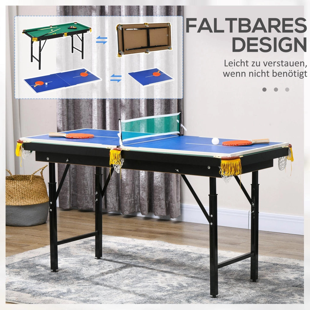 Tavolo da biliardo e ping pong 2 in 1 ¨C zephmum ¨C Blu/Verde, 140x63x80cm