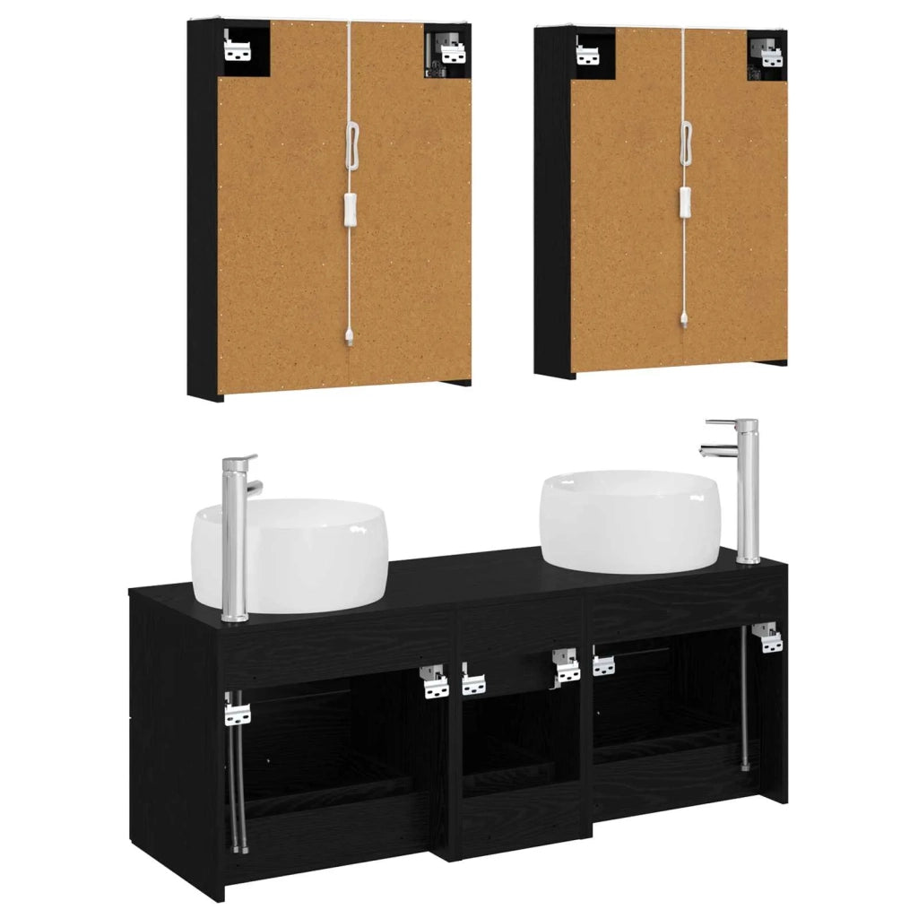 Set di mobili per il bagno 5 pz Rovere Nero 3407048